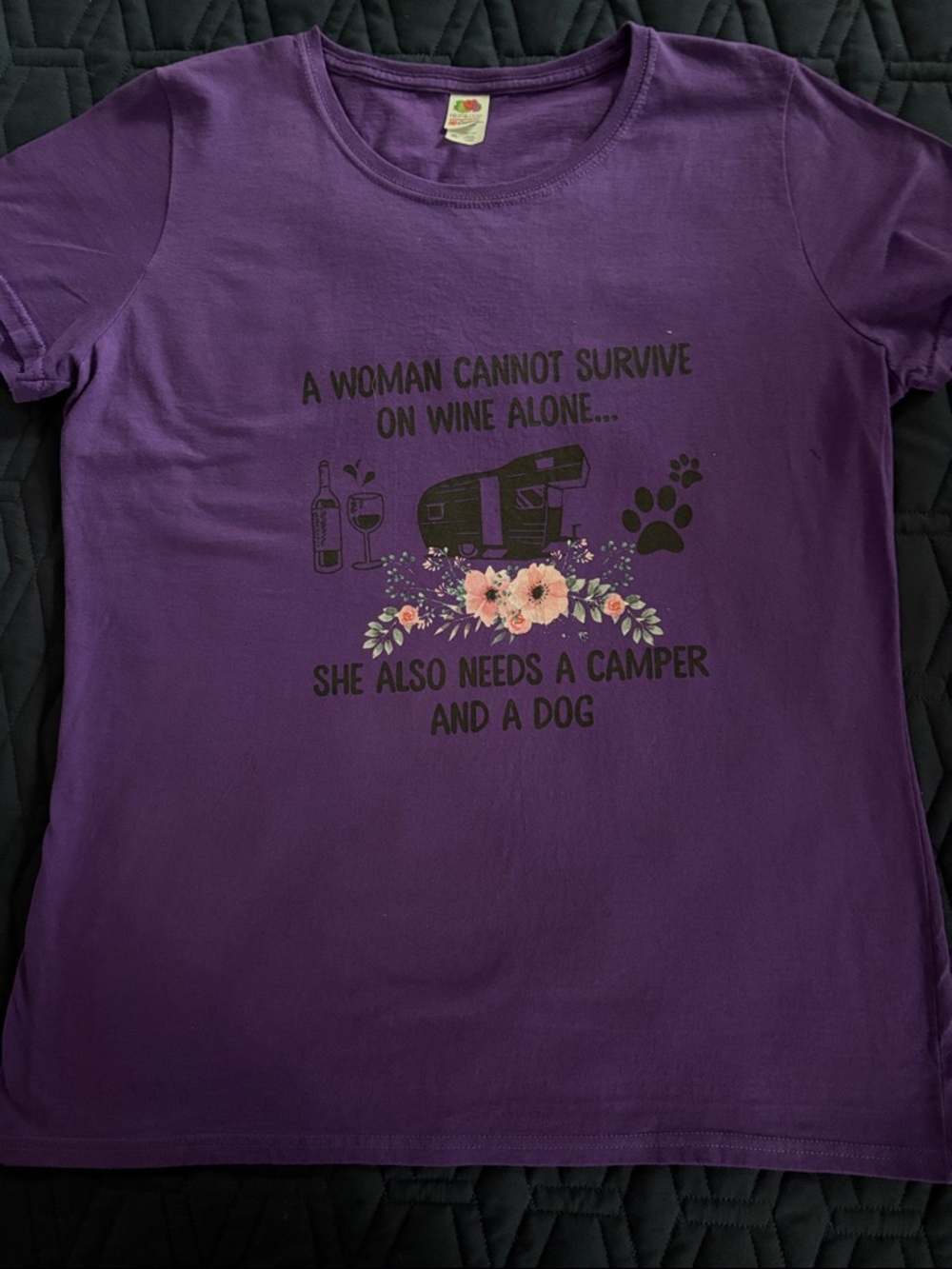 Fruit of the Loom Purple Camper & Dog Graphic Tee